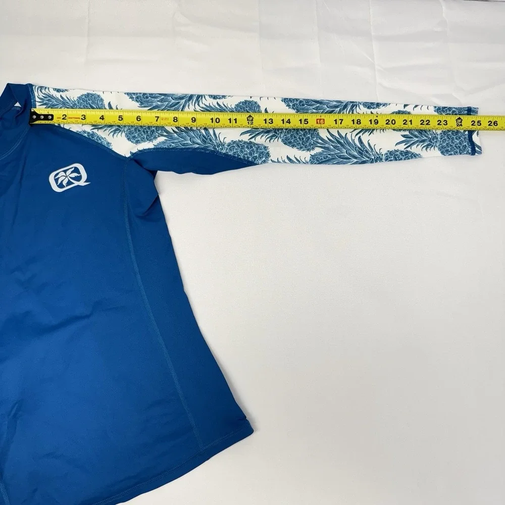 Youth Boy's Rash‎ Guard Blue Long Sleeve UPF 50 Youth Boy Sz Medium Swim Shirt